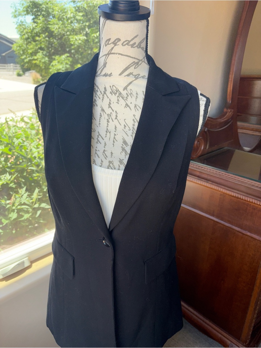 Tailored, fully lined Black Sleeveless Blazer Vest
